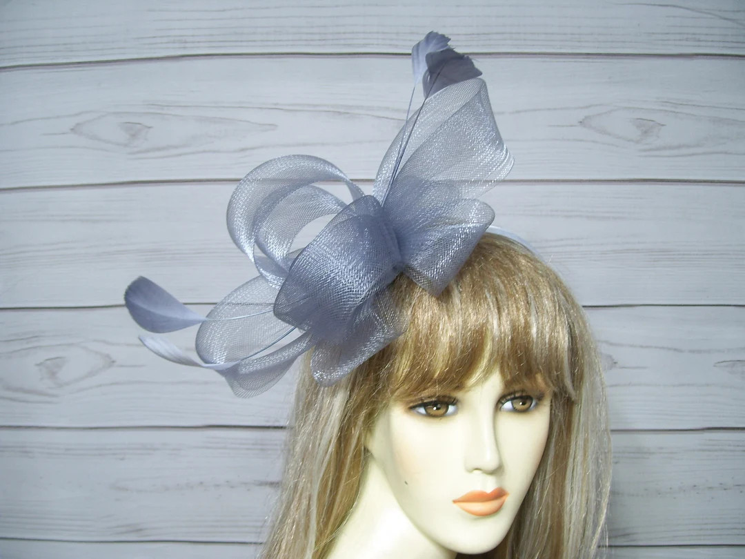 Kentucky Derby Grey Fascinator Hat, Gray Wedding Fascinator, Easter Hat, Mother's Day Fascinator,... | Etsy (US)