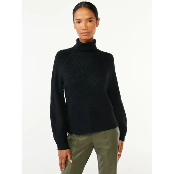 Scoop Women's Ribbed Turtleneck Sweater - Walmart.com | Walmart (US)