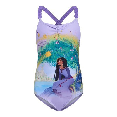 Disney Wish Asha Star Toddler Girls UPF 50+ One Piece Bathing Suit Purple / Blue 3T | Target