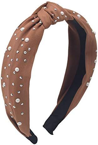 Amazon.com : MHDGG Bandana Headband for Women,Rhinestone Knot Headband Shining Pearl Headband Han... | Amazon (US)