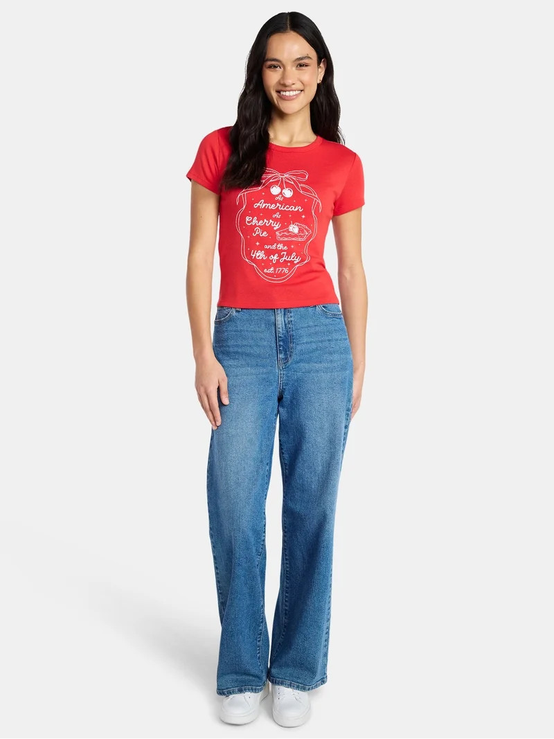 American Cherry Pie Women's Graphic Tee with Short Sleeves, Sizes XXS-XXL | Walmart (US)