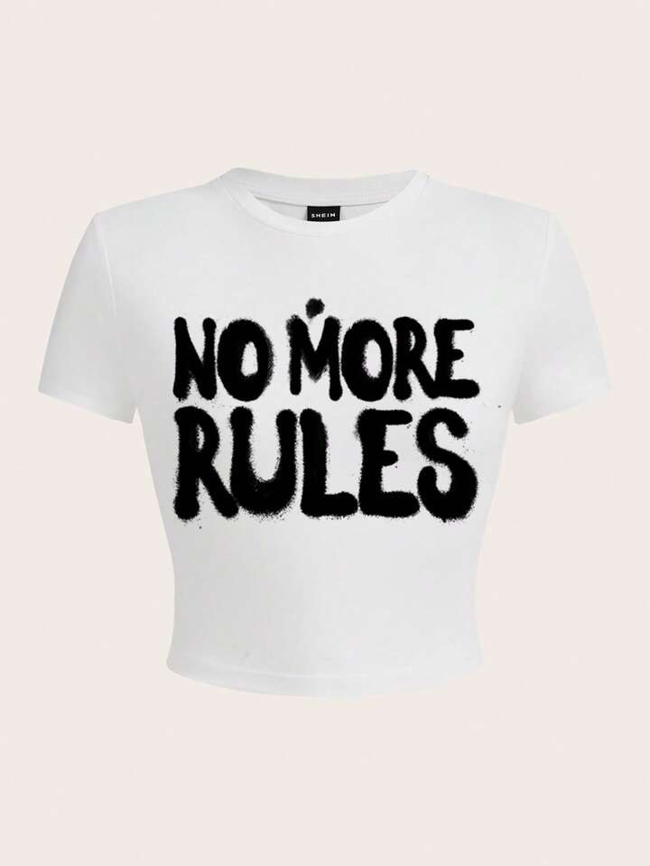 SHEIN Coolane Slogan Graphic Crop Tee | SHEIN