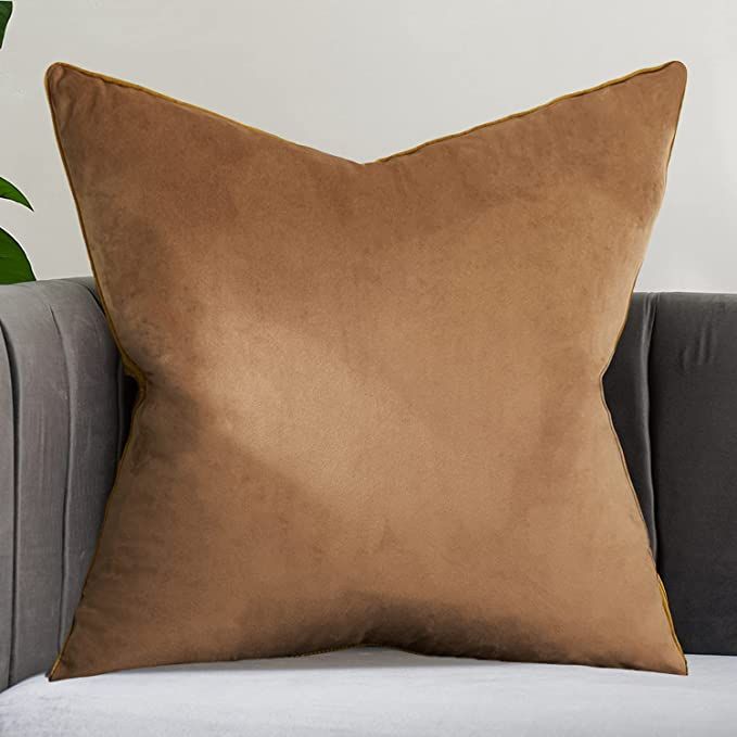 Amazon.com: Avigers 24 x 24 Inches Brown Solid Cushion Case Luxury Modern Square Throw Pillow Cov... | Amazon (US)