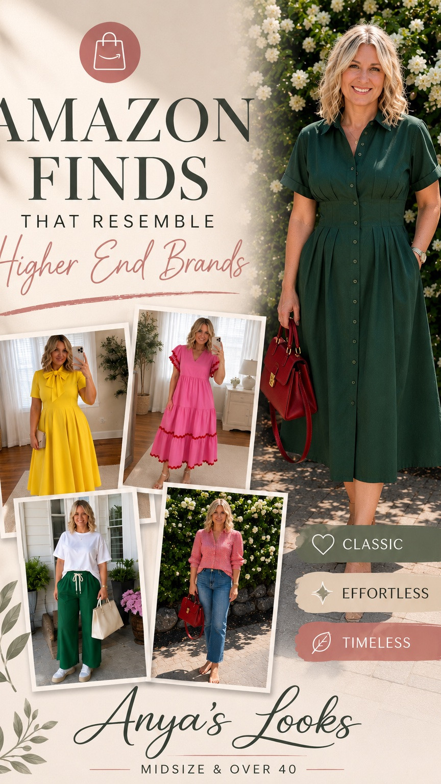 Amazon finds that look way more expensive than they are 👏🏻✨
Classic silhouettes, feminine details, and elevated pieces that give higher-end vibes without the designer price tag. Which look is your favorite? 💚💛💗
-

amazon fashion finds. amazon look for less. elevated amazon style. midsize fashion over 40. affordable classy outfits. feminine midsize outfits. amazon dresses for women. classic timeless outfits. expensive looking amazon finds. elegant casual style. fashion over 50. chic everyday outfits. amazon outfit inspiration. affordable luxury fashion. midsize outfit ideas. timeless fashion for women. classy amazon clothing. amazon best sellers fashion. stylish outfits for women over 40. amazon finds 2026