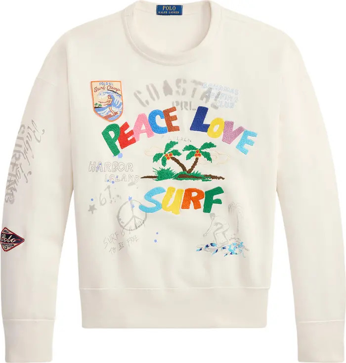 Polo Ralph Lauren Vintage Fit Peace Love Surf Embroidered Sweatshirt | Nordstrom | Nordstrom