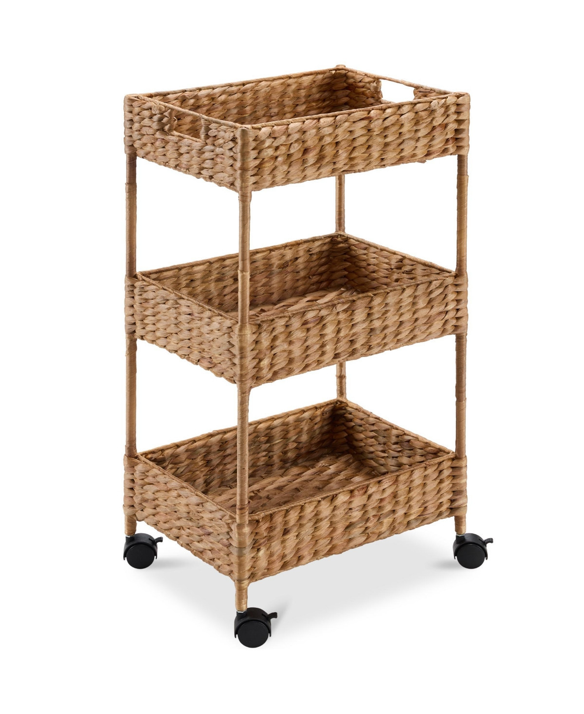 Best Choice Products 3-Tier Water Hyacinth Rolling Utility Cart w/ Weaved Baskets - Chestnut | Macy's