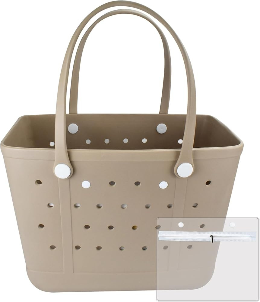 X Large Beach Bag, Oversized Rubber Beach Bag, Washable Open Tote Bag Durable Tote Travel Bags | Amazon (US)