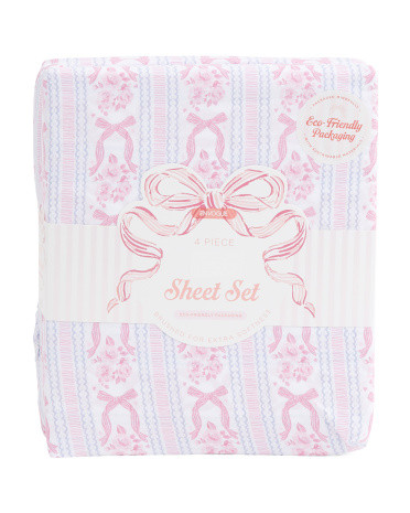 Rose Bows With Stripes Sheet Set | TJ Maxx