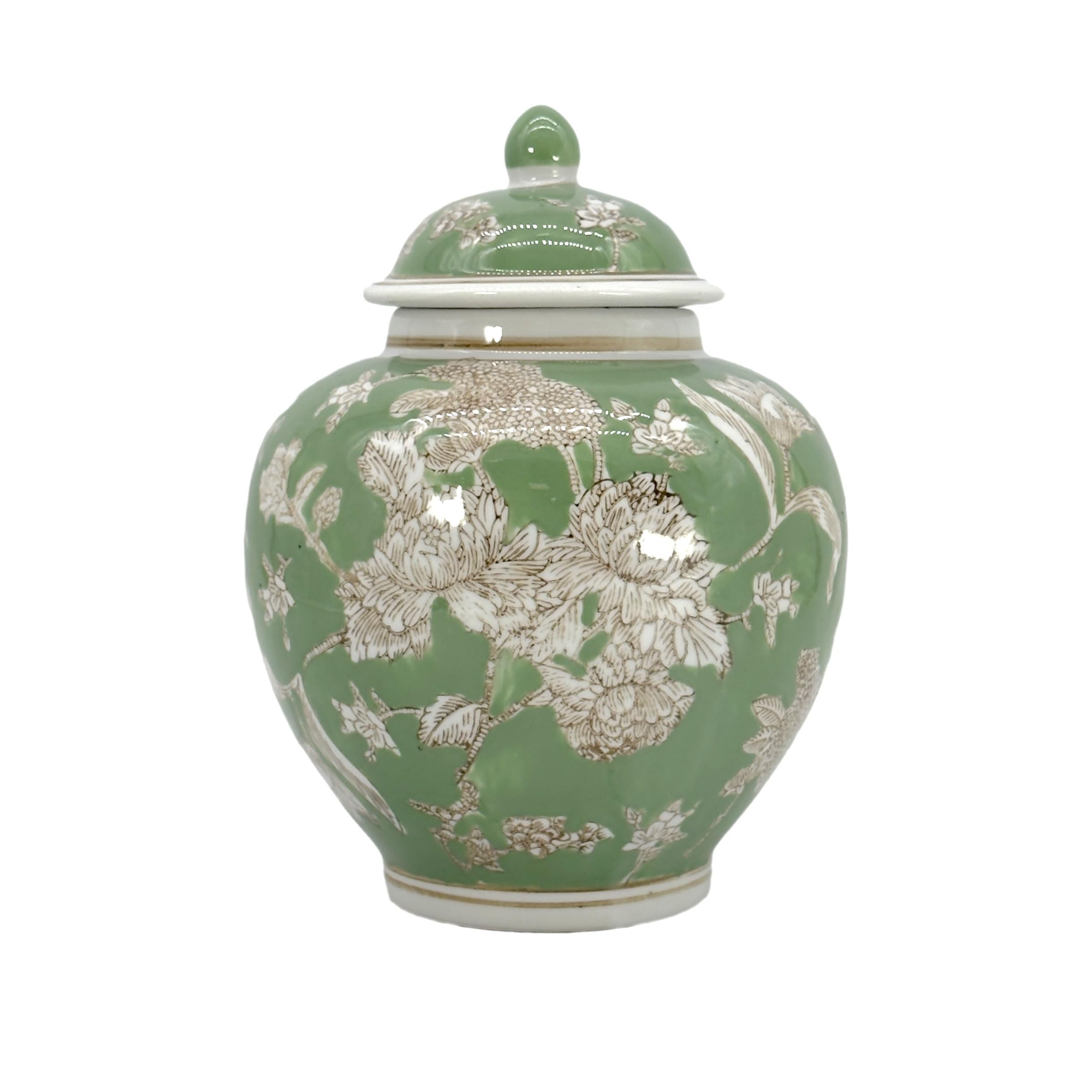Galt International Green & White Floral Chinoiserie Ginger Jar 10" with Lid - Ginger Jar, Tea Sto... | Amazon (US)