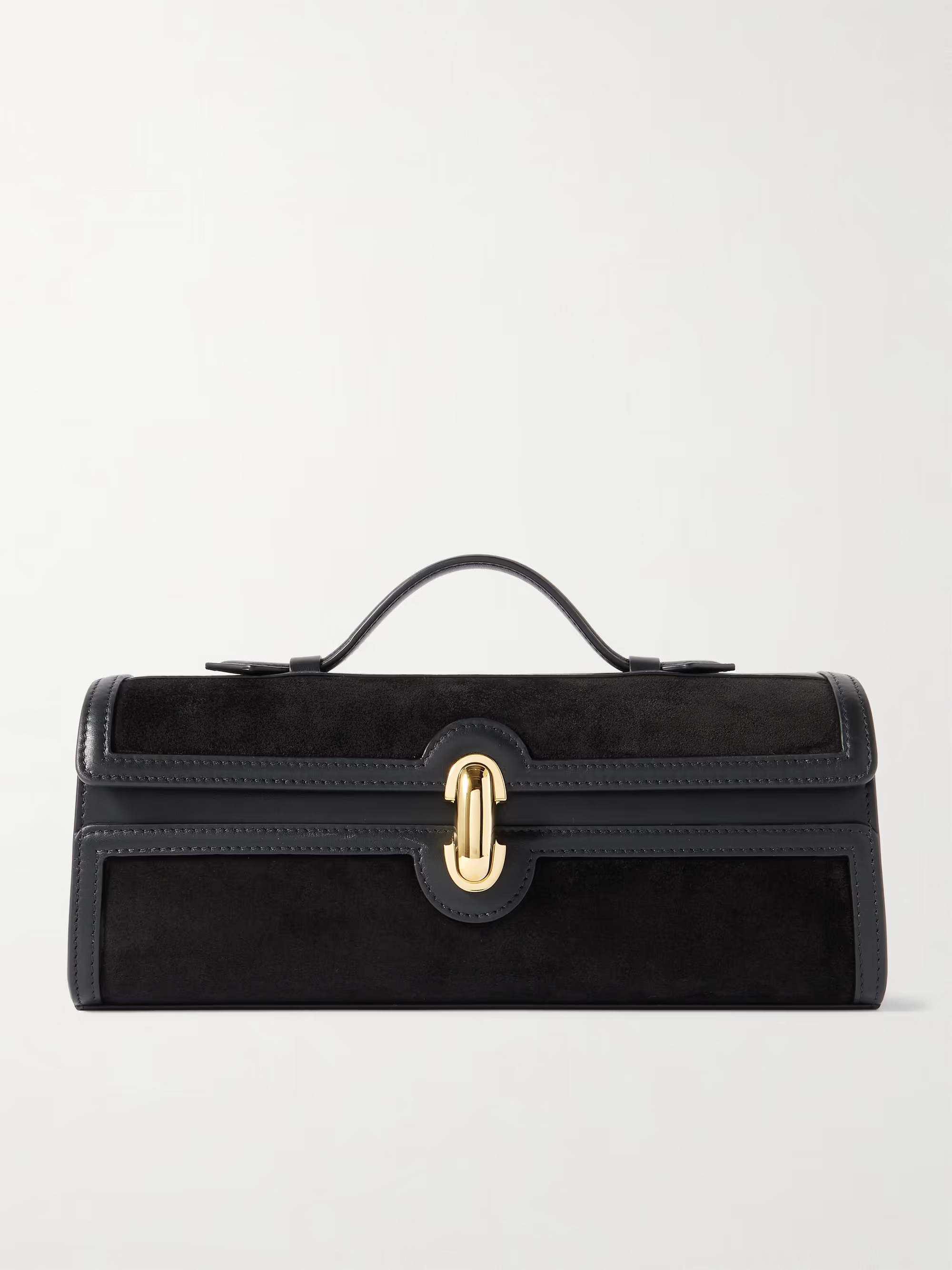 Slim Symmetry Pochette leather-trimmed suede tote | NET-A-PORTER (US)