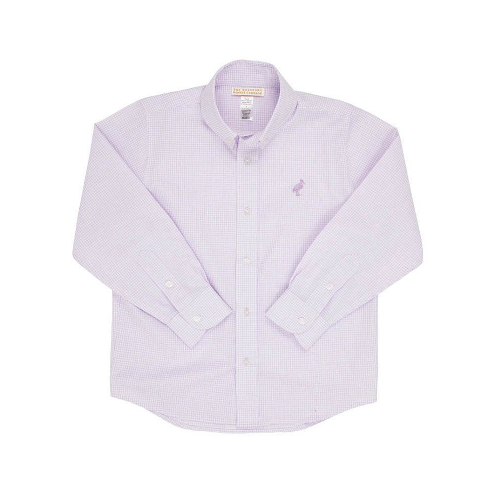 Dean's List Dress Shirt - Lauderdale Lavender Mini Check with Lauderdale Lavender Stork | The Beaufort Bonnet Company