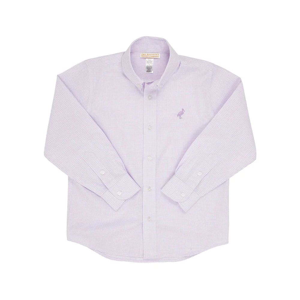 Dean's List Dress Shirt - Lauderdale Lavender Mini Check with Lauderdale Lavender Stork | The Beaufort Bonnet Company