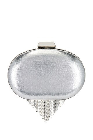 Bria Crystal Fringed Bag in Silver | Revolve Clothing (Global)