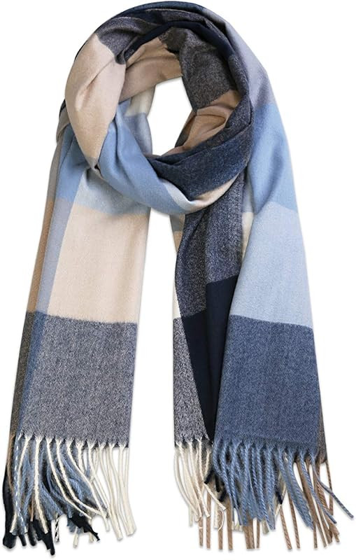 SOJOS Classic Plaid Tartan Scarf for Women Men Soft Check Tassel Scarves SC316 | Amazon (US)