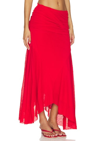 Marl Mesh Draped Long Skirt in Goji Berry | Revolve Clothing (Global)