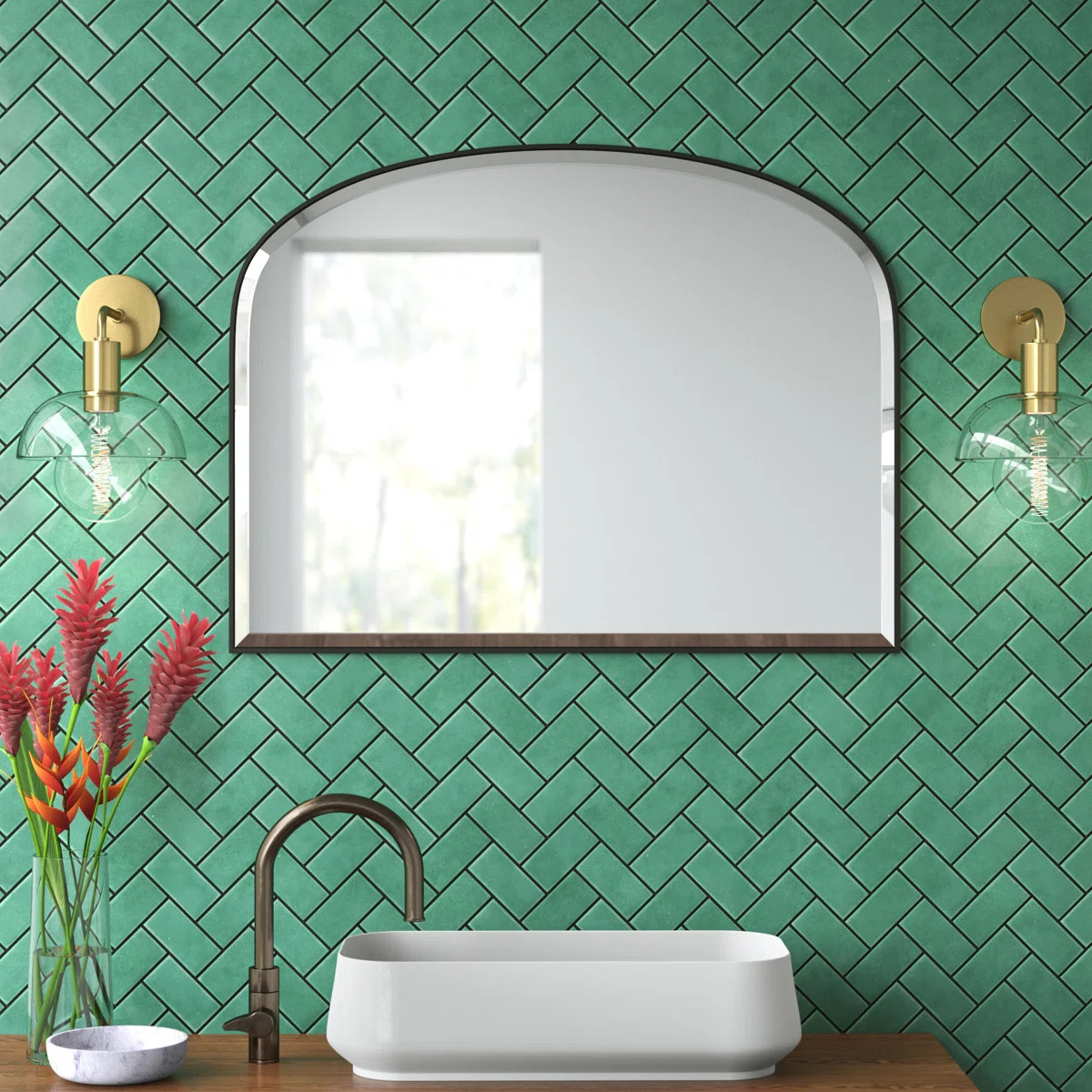Drumourne Simple Arched Overmantle Mirror | Wayfair UK