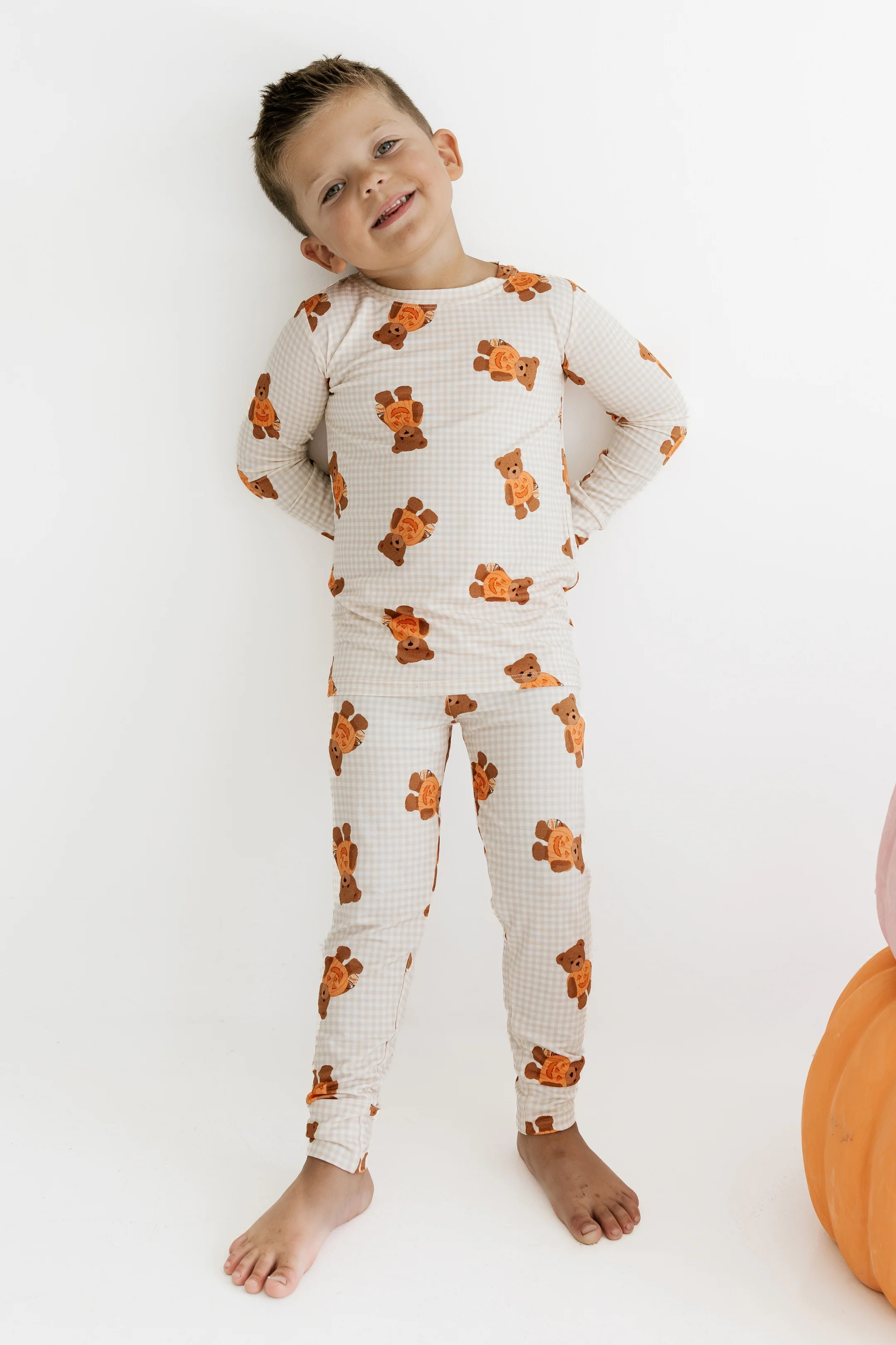 Gingham Little Boo Bear Two Piece Set | Bamboo Kids Pajamas | In My Jammers | In My Jammers