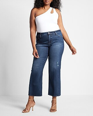 Mid Rise Dark Wash 90s Ankle Boot Jeans | Express