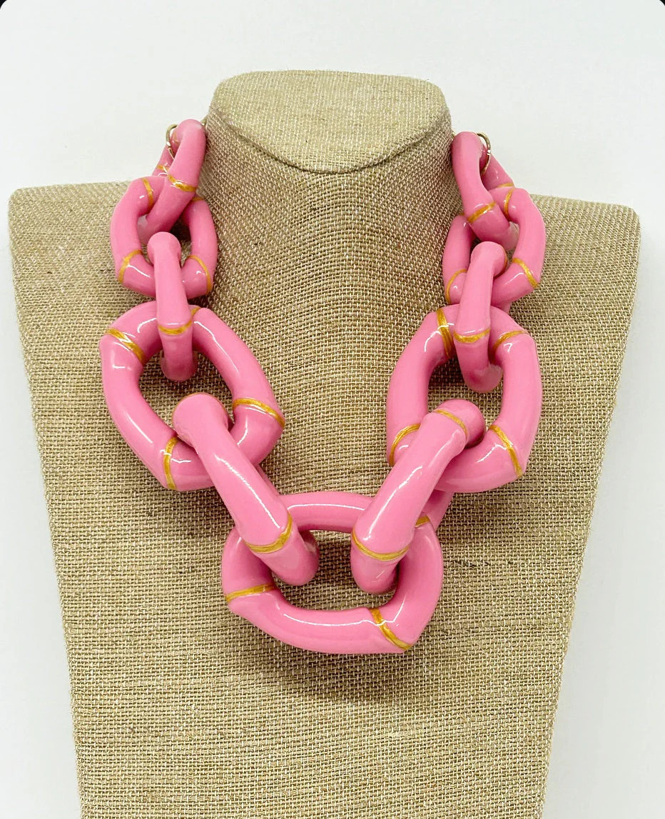 The Michelle"  Bamboo Link Necklace by Parker Kennedy - Pink | House Of MBR