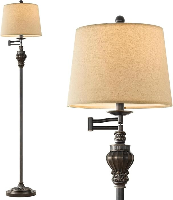 G-SAFAVA 61" Vintage Floor Lamp with 350° Adjustable Swing Arm, Standing Lamp for Bedroom Living... | Amazon (US)