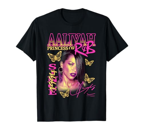 Aaliyah 90's Retro Pink Butterflies R&B Hip Hop Music Fan T-Shirt | Amazon (US)