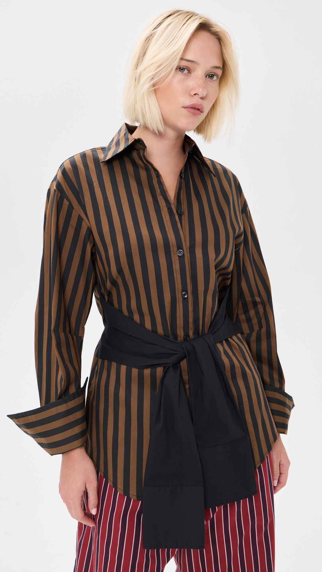SIMONMILLER Inna Poplin Top Choco Brown/Black Stripe S | Shopbop