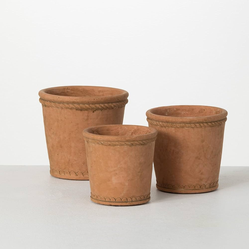 Sullivans Terracotta Cement Pot - Set of 3, Indoor Planter Pot, Kitchen, Living Room, and Office ... | Amazon (US)