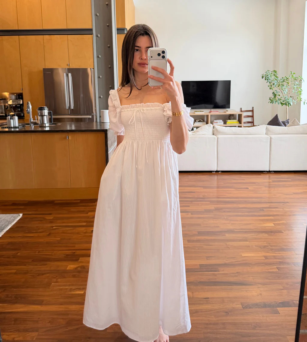 The Scarlett Nap Dress - White Shadow Stripe | Hill House Home US
