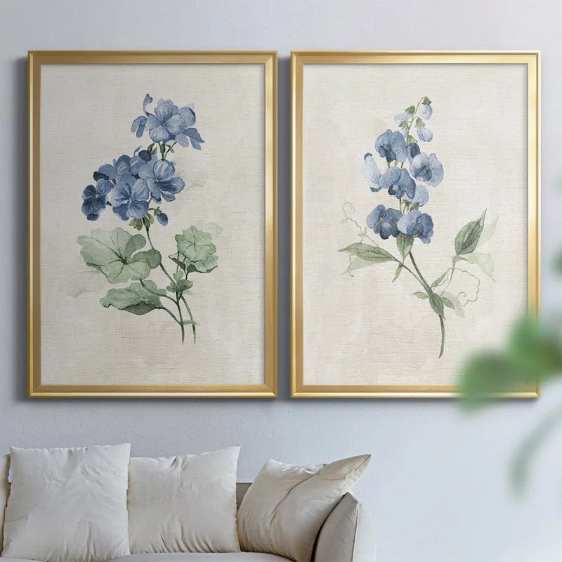 Farmhouse PeriwInkle I Premium Framed On Canvas 2 Pieces Painting | Wayfair North America