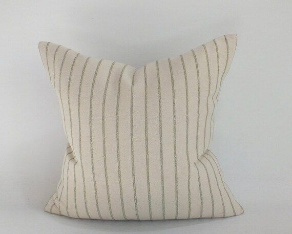 Cream and Green striped  Sashimi  cushion cover textiles Throw pillows Decorative Cushion Lumbar ... | Etsy (US)