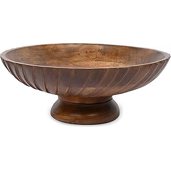 EDHAS Mango Wood Decorative Wooden Bowl Hand Carved Home Decor for Dining Table Center, Living Ro... | Amazon (US)