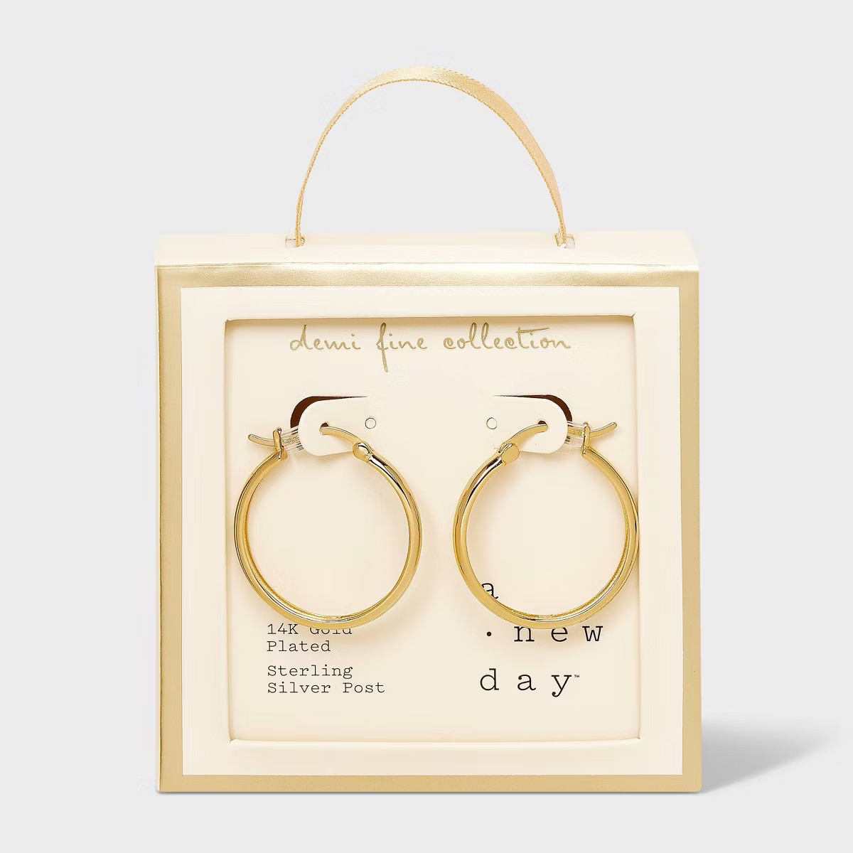 14k Gold Plated Cubic Zirconia Brass Polished Click Top Hoop Earrings - A New Day™ Gold: Sterli... | Target