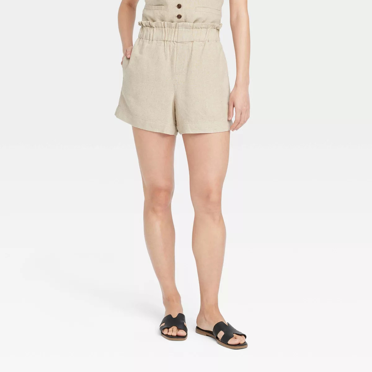 Women's High-Rise Linen Pull-On Shorts - A New Day™ Tan XL | Target