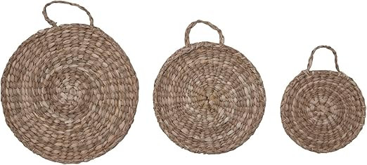 Creative Co-Op Hand-Woven Bankuan Handles, Set of 3 Trivets, 11" L x 11" W x 1" H, Natural | Amazon (US)