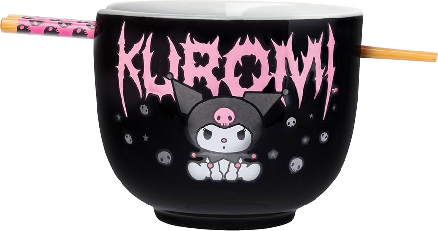 Silver Buffalo Sanrio Hello Kitty and Friends Kuromi Ceramic Ramen Noodle Rice Bowl with Chopstic... | Amazon (US)