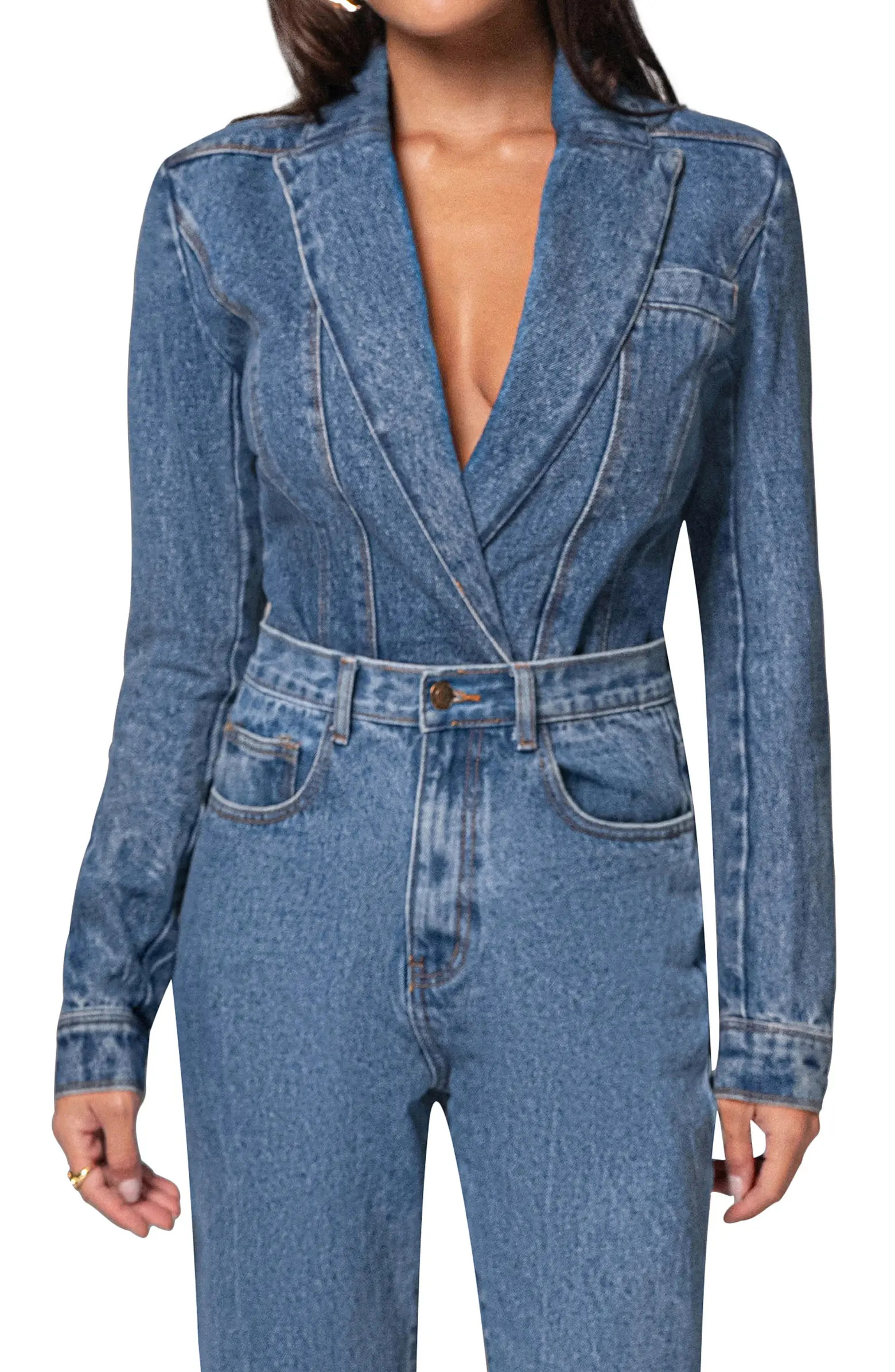 Dominica Denim Blazer Bodysuit | Nordstrom
