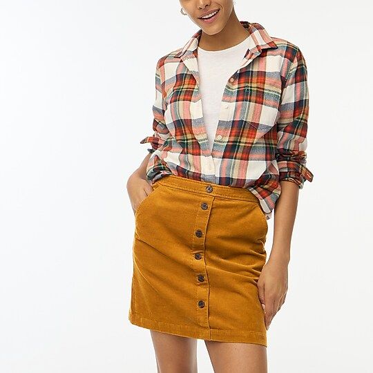 Corduroy button-front mini skirt | J.Crew Factory