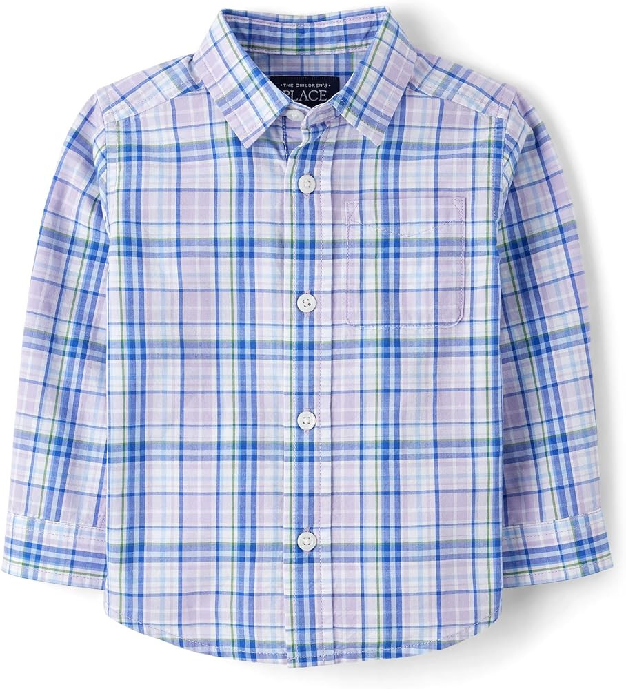 The Children's Place Baby Boys' and Toddler Poplin Long Sleeve Button Down Shirt | Amazon (US)