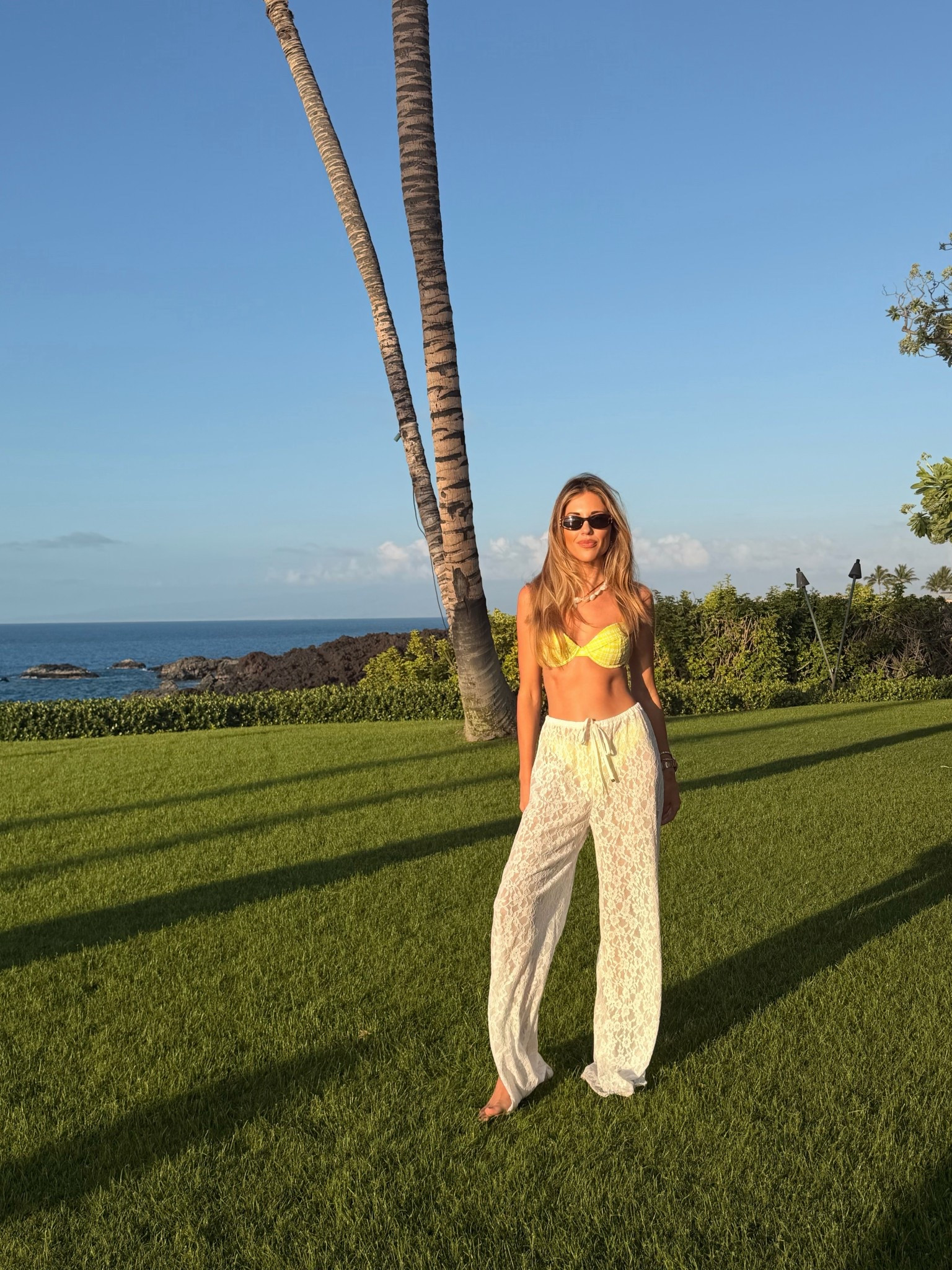 Green bikini and white lace pants. These pants can be worn on vacation as a coverup or styled with a sweater and t shirt! 

#LTKSwim #LTKTravel #LTKSeasonal