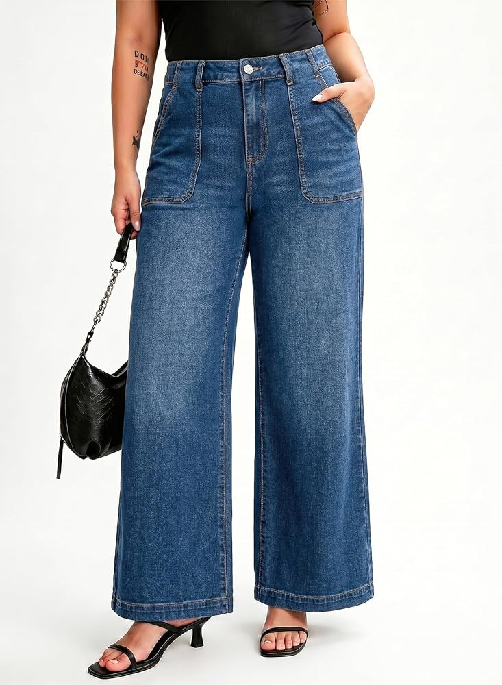 Eytino Plus Size Wide Leg Jeans for Women | Amazon (US)