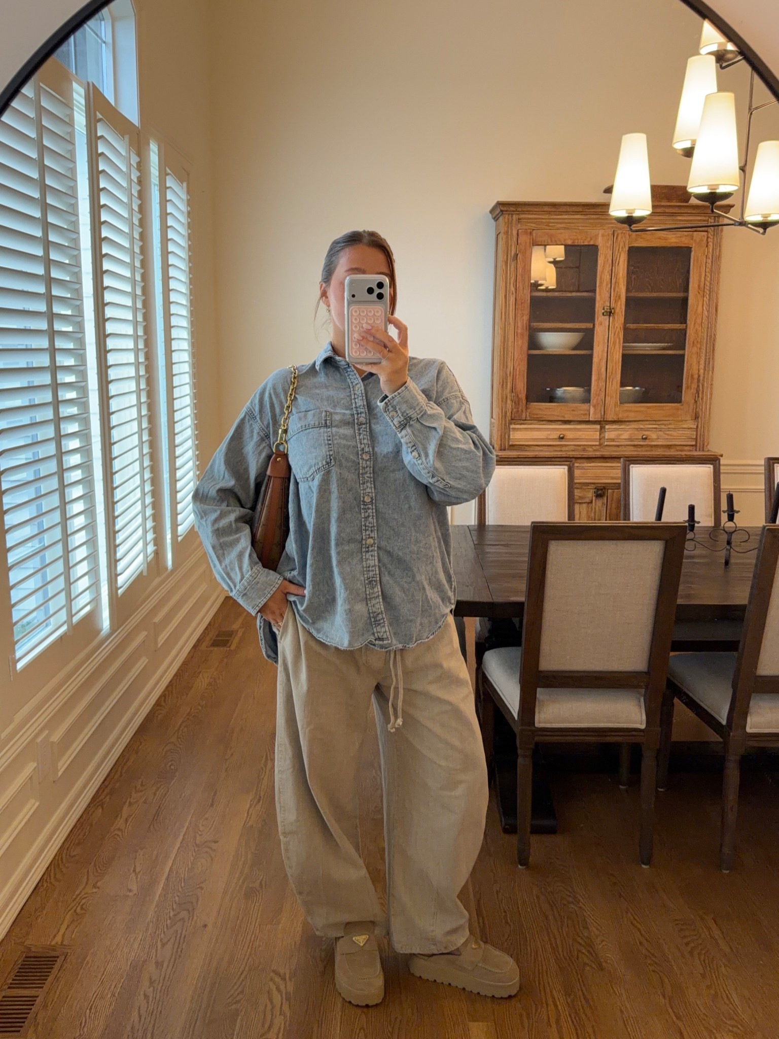 Size large on my fave aritzia denim shirt it’s soo good goes with everything!! Size medium in the pants from free people im 5’ 5” and they are a perfect length. Dress up or down they’re super soft medium weight. Prada loafers tts comfy and no break in time. Linked similar! 



#LTKootd #LTKgrwm