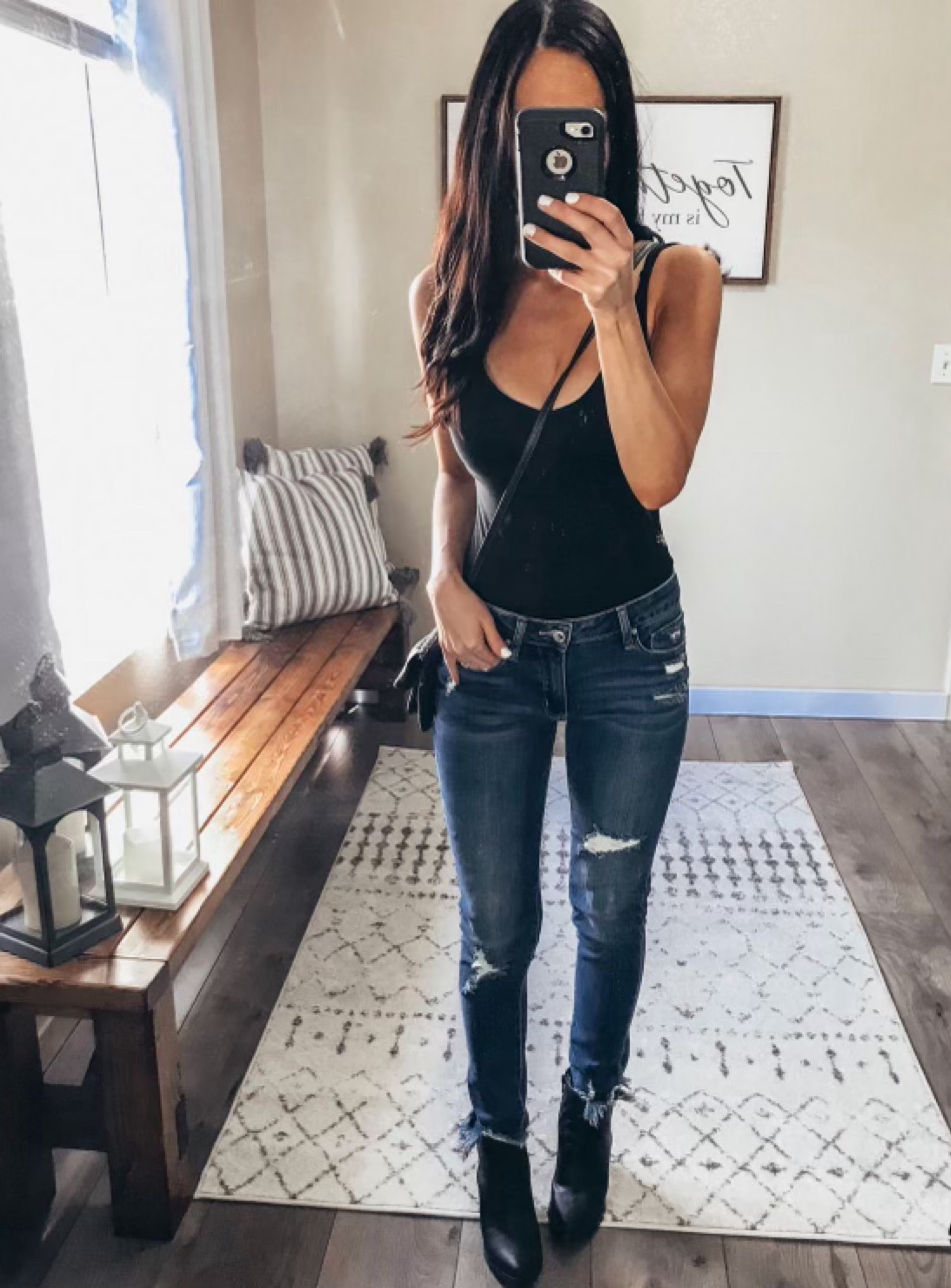 Fall fashion fall outfit date night casual bodysuit jeans ankle boots crossbody bag ankle bootie 

#LTKFindsUnder50 #LTKStyleTip #LTKShoeCrush