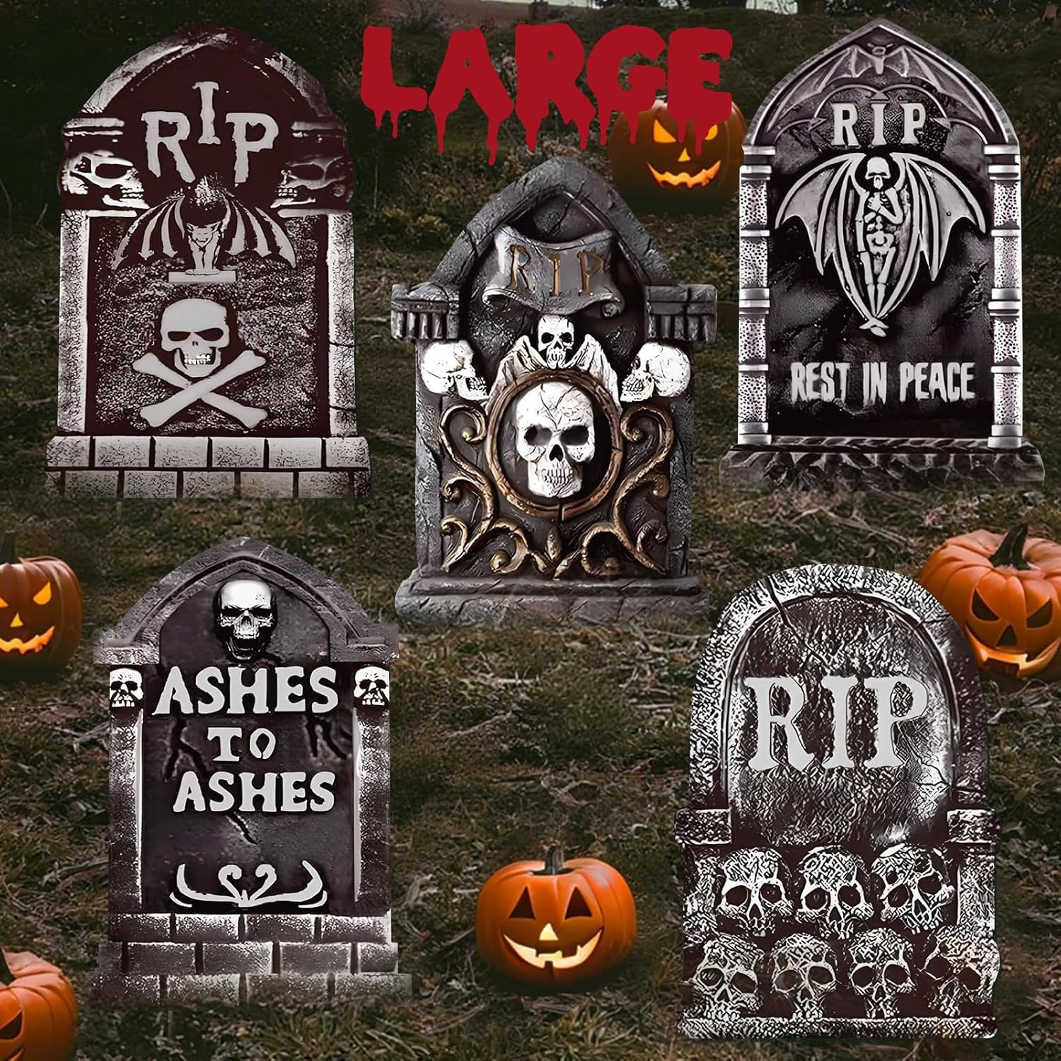 25.2inch DIY Halloween Tombstones Decorations Outdoor 5PCS Halloween Yard Signs Decoration,Halloween Graveyard Tombstones for Graves Gravestones Outdoor Decorations | Amazon (US)