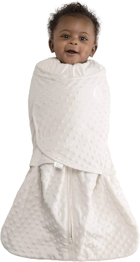 HALO Sleepsack Swaddle, 3-Way Adjustable Wearable Blanket, TOG 3.0, Velboa, Cream Plush Dots, Sma... | Amazon (US)