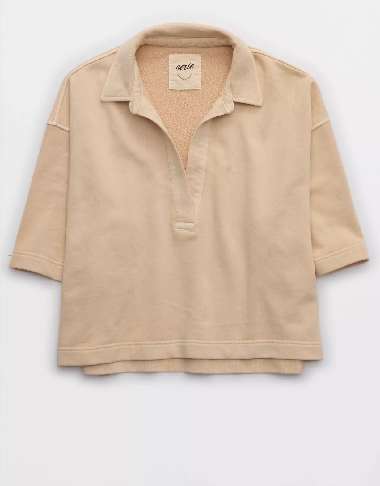 Aerie Wonder Short Sleeved Polo Sweatshirt | American Eagle Outfitters (US & CA)