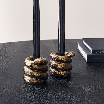 Snake Taper Holder - Antique Brass | West Elm (US)