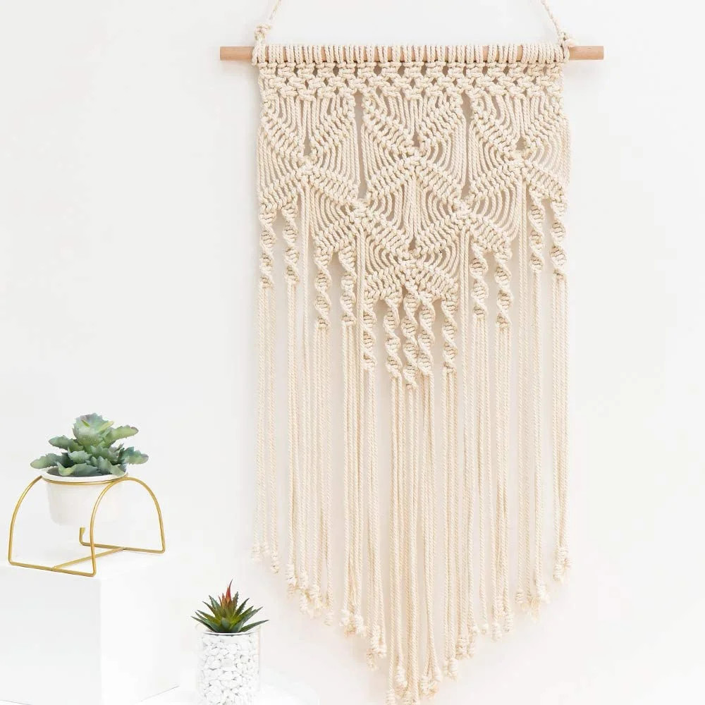 White Boho Large Macrame Wall Hanging Boho Inspired 16x27.6", Boho Decor Wall Art, Boho Wall Hang... | Walmart (US)