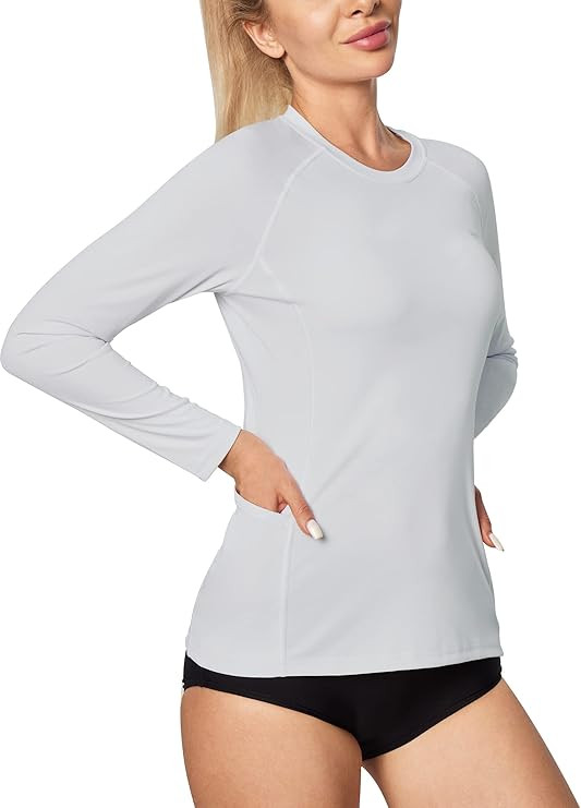 IUGA Rash Guard for Women UPF 50+ SPF UV Protection Long Sleeve Workout Tops with Pockets Dry Fit... | Amazon (US)