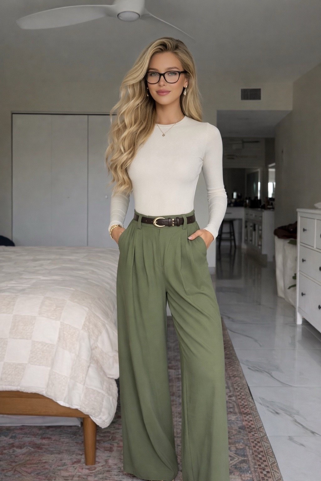 Chic Workwear Pants Outfit | Polished Office to Everyday Style

This effortless workwear look is equal parts comfortable and elevated 🤍 A soft long-sleeve white top paired with flowy high-waisted trousers creates a flattering, polished silhouette that works for the office, meetings, brunch, or everyday mom life. The wide-leg fit keeps it comfy while still looking put-together, and neutral accessories make it easy to dress up or down. A timeless outfit you’ll reach for again and again.

#workwearinspo #officeoutfit #momstyle #everydayfashion #widelegpants #amazonfashion #capsulewardrobe #minimalstyle #neutraloutfit #womensfashion #styleover40 #ootd #comfortablefashion #affordablefashion