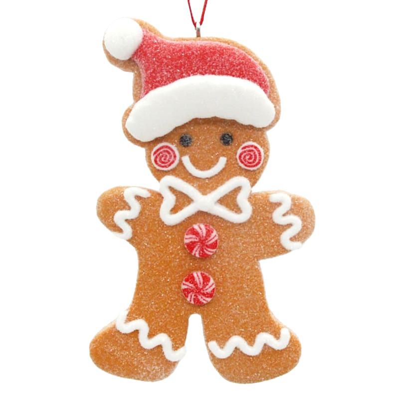 Claydough Gingerbread with Santa Hat Ornament, 4" | At Home